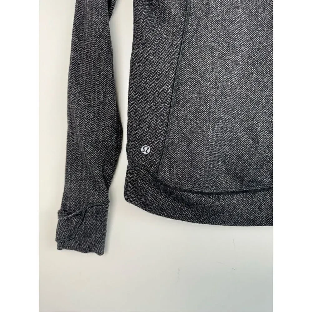 Lululemon Women's Charcoal Black Think Fast Pullover Hoodie Sweatshirt Size 4